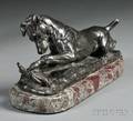 Louis de Monard French 18731939 Bronze Figure of a Terrier with a Crab