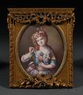 Framed Enamel on Copper Portrait of a Maiden