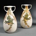 Pair of Amphora Gouda Pottery High Glaze Twohandled Vases