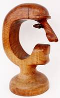 Modernist Carved Wood Sculpture of a Face
