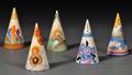 Five Clarice Cliff Bizarre Ware Conical Sugar Sifters