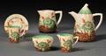 Fivepiece Clarice Cliff Bizarre Ware Partial Tea Set