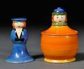 Two Clarice Cliff Figural Condiment Servers