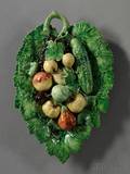F Boges Davellar Palissy Majolica Wall Plaque