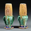 Pair of Wedgwood Majolica Cornhusk Vases