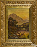 Oil on canvas mountainous landscape 19th c