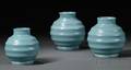 Three Wedgwood Keith Murray Design Blueglazed Vases