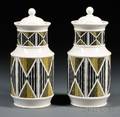 Pair of Wedgwood Queens Ware Design 63 Canisters and Covers