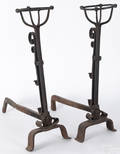 Pair of Continental wrought iron andirons