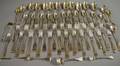 Extensive Sterling Coin and Silverplated Threaded Antique Flatware Service