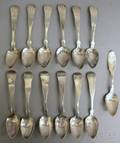 Assembled Set of Twelve Fessenden Bros Coin Silver Spoons