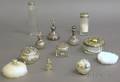 Eight Sterling Silverlidded and Overlay Dresser Items