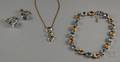 Three 14kt Gold Blue Topaz and Citrine Jewelry Items