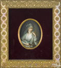 German painted porcelain plaque of a lady as a verstal virgin late 19th c
