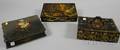 Three Victorian Black Lacquered Desk Boxes