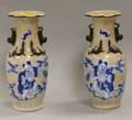 Pair of Chinese Export Blue and Whitedecorated Crackle Glazed Porcelain Vases