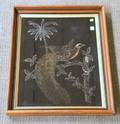 19th20th Century Oil on Fabric Depicting a Tropical Bird