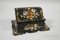 Rococo Revival Gilt and Motherofpearl Decorated Black Lacquered Lifttop Desk Box
