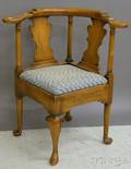 Queen Annestyle Tiger Maple and Maple Roundabout Chair with Upholstered Slip Seat