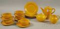 Seventeenpiece Saturday Evening Girls Matte Yellow Glazed Art Pottery Coffee Service