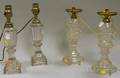 Two Pairs of Colorless Pressed Pattern Glass Fluid Lamps