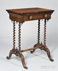English Victorian Carved and Turned Rosewood Onedrawer Stand with Stretcher Base