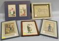Five French Handcolored Lithograph Portraits of Soldiers and Female Street Vendors with a Framed Pencil Sketch of a Horse