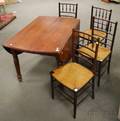 Late Victorian Walnut Dropleaf Dining Table and a Set of Four Ballroom Chairs