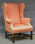 Chippendalestyle Upholstered Maple Wing Chair