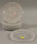Set of Ten Baccarat Colorless Pressed Lacytype Pattern Glass Plates