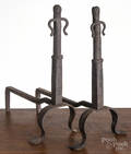 Pair of wrought iron figural andirons