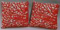 Pair of Beaded Coral Pattern Upholstered Pillows