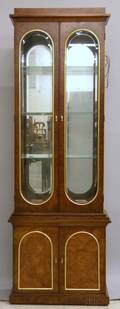 Neoclassicalstyle Brassmounted Burl Veneer Vitrine Cabinet