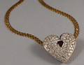 14kt Gold Necklace with Pav Ruby and Diamond Heart