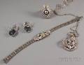 Four White Gold Gemset Jewelry Items