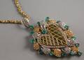 Large 14kt Gold Emerald and Diamond Heart Pendant