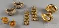 Three Pairs of 14kt Gold and Diamond Earrings