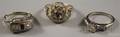 Three Art Deco White Gold and Diamond Rings