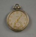 18kt White Gold Elgin Open Face Pocket Watch