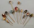 Eleven Antique Stickpins