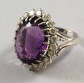 14kt White Gold Amethyst and Diamond Cocktail Ring