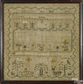 Silk on linen sampler dated