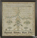 Silk on linen sampler dated