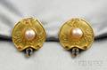22kt and 18kt Gold Freshwater Pearl and Iolite Earclips