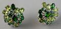 14kt White Gold Green Diopside and Peridot Cluster Earrings