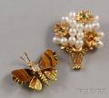 Two Gold Gemset Brooches