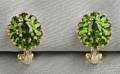 14kt Gold Green Diopside and Diamond Earclips