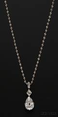 Important Art Deco Platinum and Diamond Pendant Necklace Cartier