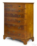 New England Chippendale tiger maple and birch semitall chest ca 1770