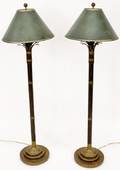 Pair of Metal Bamboo Motif Floor Lamps